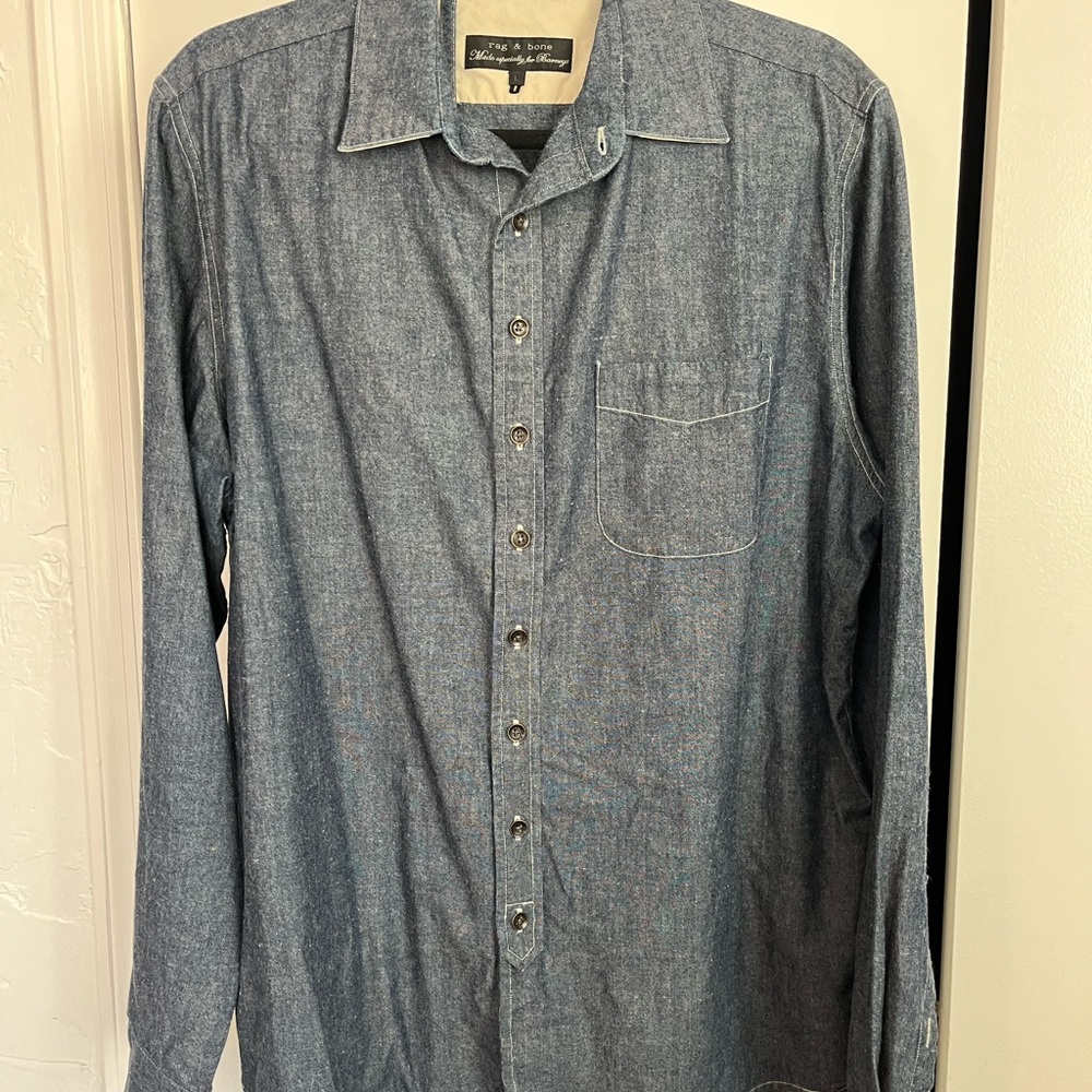 rag & bone Blue Casual Button-Down Shirt